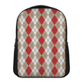 Red Beige And White Argyle Pattern Print Casual Backpack