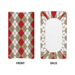 Red Beige And White Argyle Pattern Print Changing Pad Cover