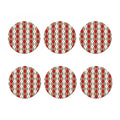 Red Beige And White Argyle Pattern Print Coaster Set