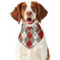 Red Beige And White Argyle Pattern Print Dog Bandana