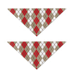 Red Beige And White Argyle Pattern Print Dog Bandana