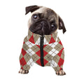 Red Beige And White Argyle Pattern Print Dog Zip Up Jacket