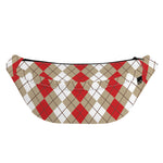 Red Beige And White Argyle Pattern Print Fanny Pack