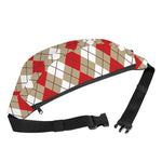 Red Beige And White Argyle Pattern Print Fanny Pack