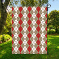 Red Beige And White Argyle Pattern Print Garden Flag
