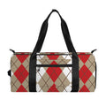 Red Beige And White Argyle Pattern Print Gym Bag