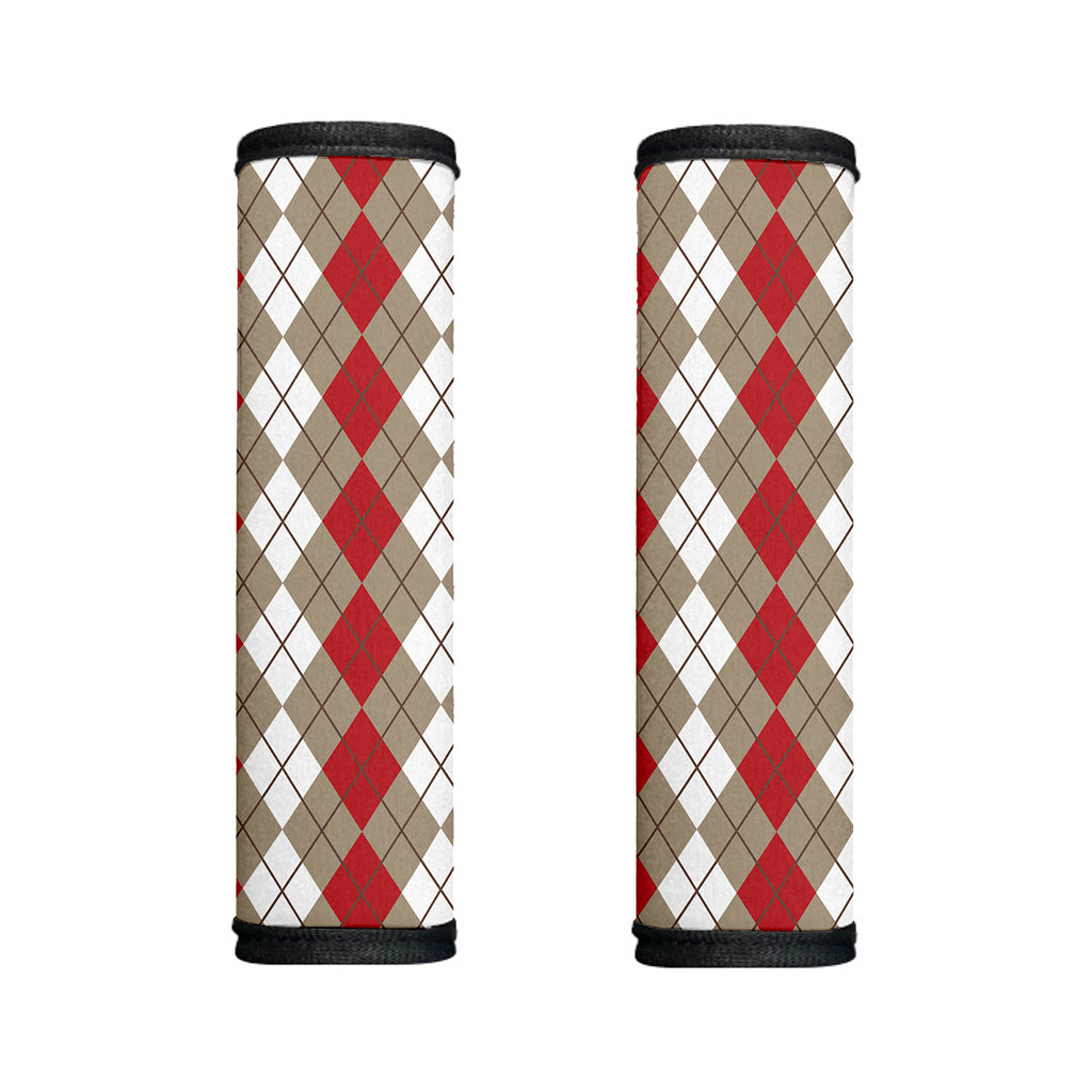 Red Beige And White Argyle Pattern Print Handle Covers