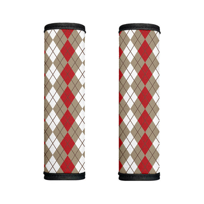 Red Beige And White Argyle Pattern Print Handle Covers