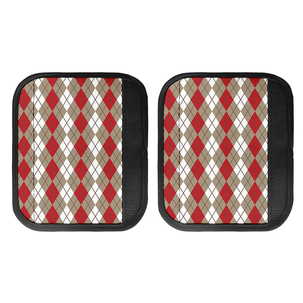 Red Beige And White Argyle Pattern Print Handle Covers