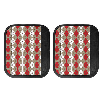 Red Beige And White Argyle Pattern Print Handle Covers