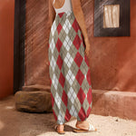 Red Beige And White Argyle Pattern Print Harem Pants
