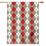 Red Beige And White Argyle Pattern Print House Flag