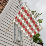 Red Beige And White Argyle Pattern Print House Flag