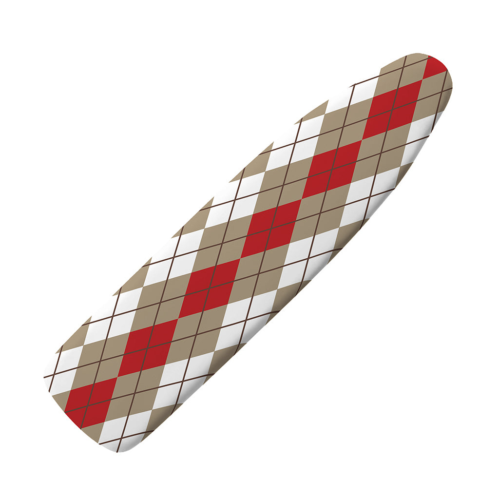 Red Beige And White Argyle Pattern Print Ironing Board Cover