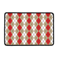 Red Beige And White Argyle Pattern Print Kitchen Mat