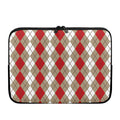 Red Beige And White Argyle Pattern Print Laptop Sleeve