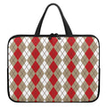 Red Beige And White Argyle Pattern Print Laptop Sleeve With Handle