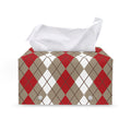 Red Beige And White Argyle Pattern Print Leather Tissue Box Cover