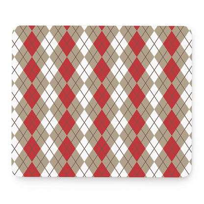 Red Beige And White Argyle Pattern Print Mouse Pad