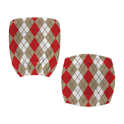 Red Beige And White Argyle Pattern Print Office Chair Cover