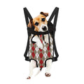 Red Beige And White Argyle Pattern Print Pet Carrier Backpack