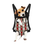 Red Beige And White Argyle Pattern Print Pet Carrier Backpack