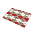Red Beige And White Argyle Pattern Print Pet Cooling Mat Cover