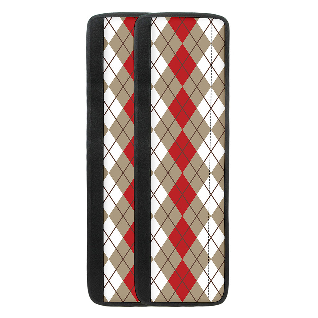 Red Beige And White Argyle Pattern Print Refrigerator Handle Covers