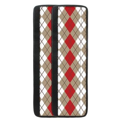 Red Beige And White Argyle Pattern Print Refrigerator Handle Covers