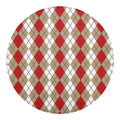 Red Beige And White Argyle Pattern Print Round Blanket