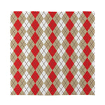 Red Beige And White Argyle Pattern Print Silk Bandana