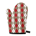 Red Beige And White Argyle Pattern Print Single Oven Mitt