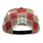Red Beige And White Argyle Pattern Print Snapback Cap