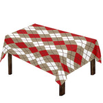 Red Beige And White Argyle Pattern Print Tablecloth