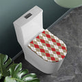 Red Beige And White Argyle Pattern Print Toilet Lid Cover