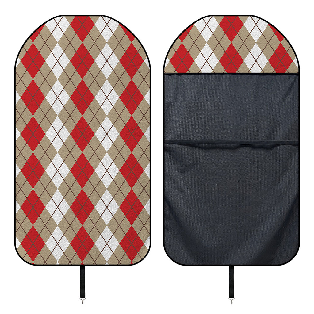 Red Beige And White Argyle Pattern Print Waterproof Car Seat Cover