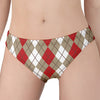 Red Beige And White Argyle Pattern Print Women's Panties