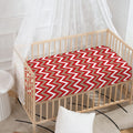 Red Beige And White Chevron Print Baby Crib Sheet