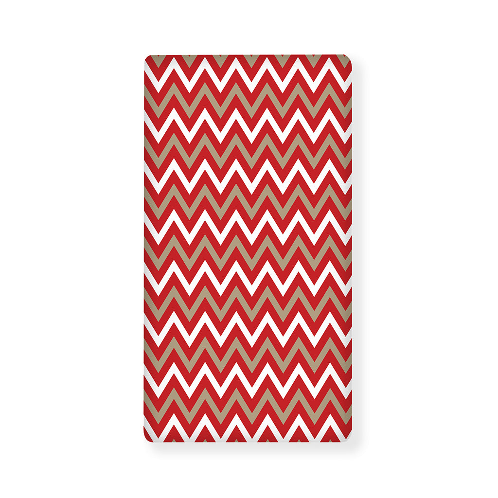 Red Beige And White Chevron Print Baby Crib Sheet