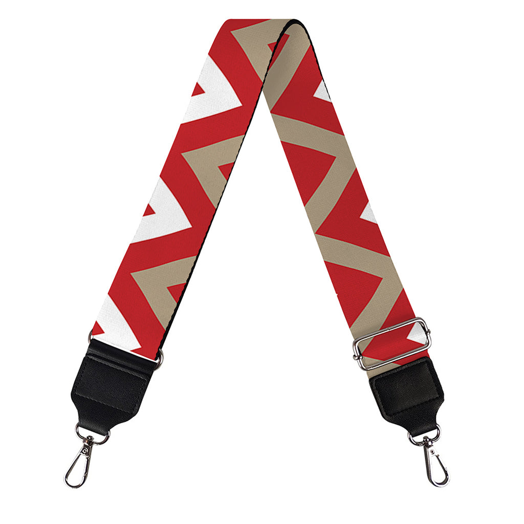 Red Beige And White Chevron Print Bag Strap
