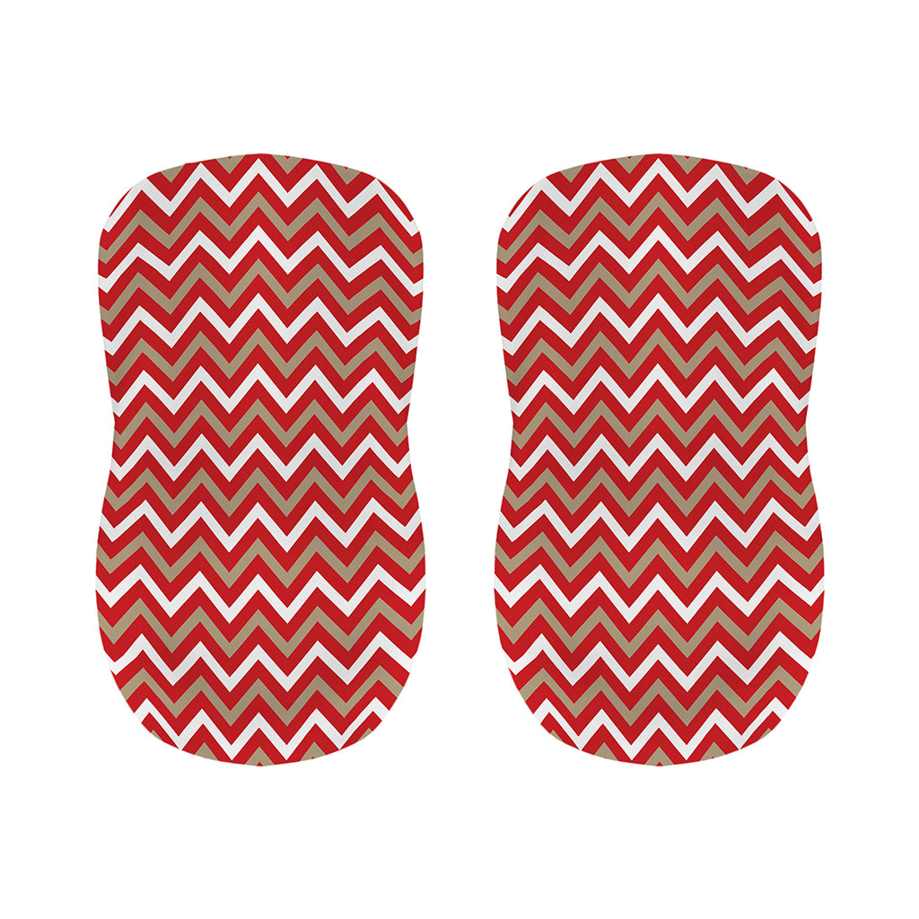 Red Beige And White Chevron Print Bar Stool Covers