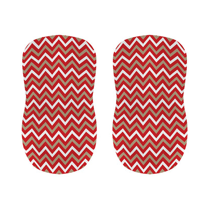 Red Beige And White Chevron Print Bar Stool Covers