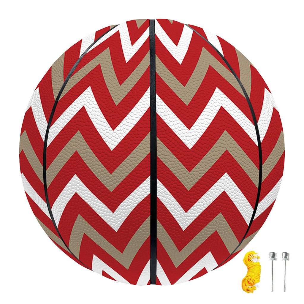 Red Beige And White Chevron Print Basketball