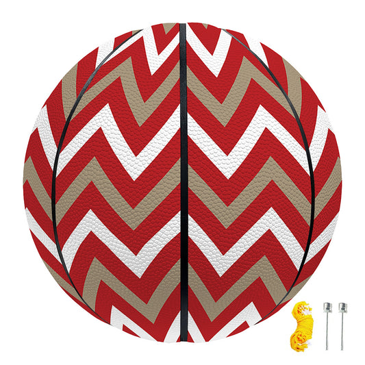 Red Beige And White Chevron Print Basketball