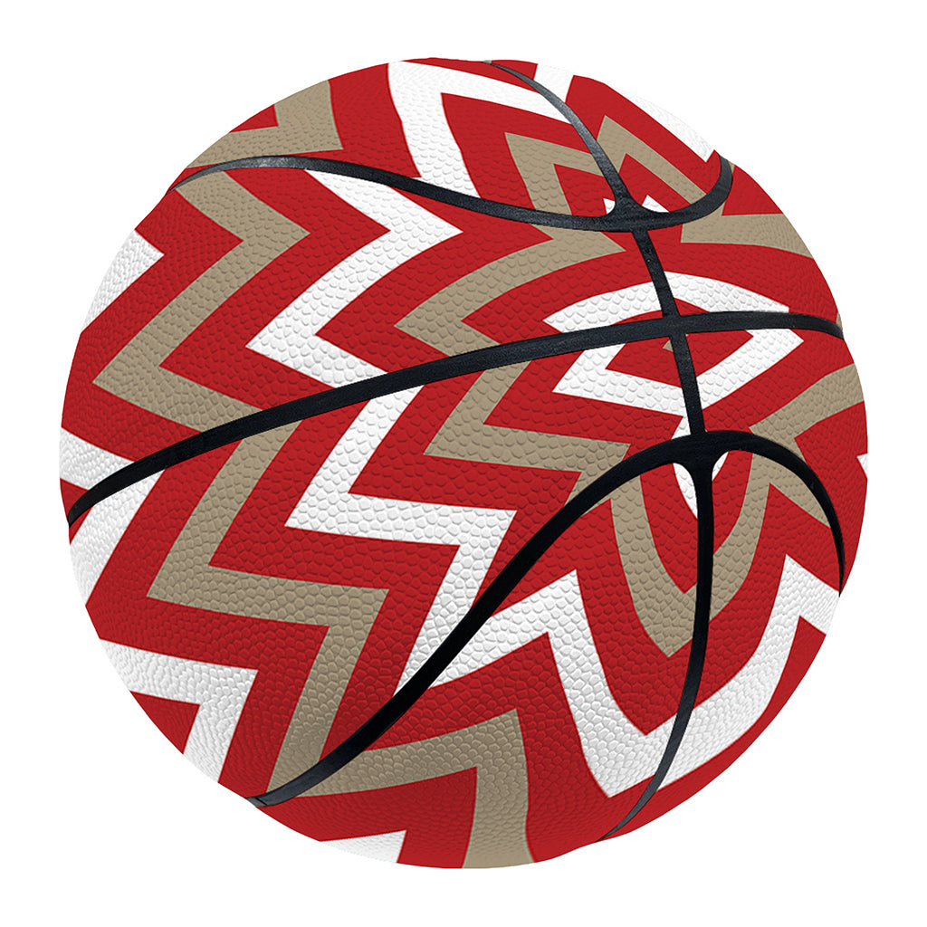 Red Beige And White Chevron Print Basketball