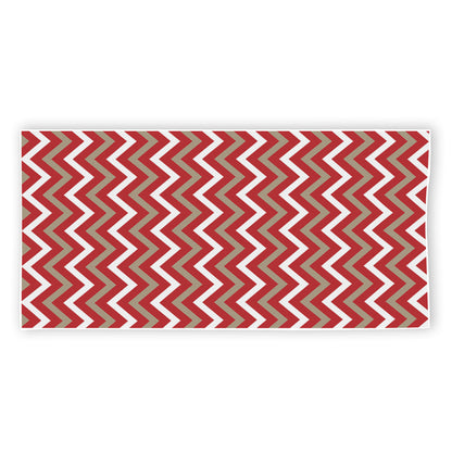 Red Beige And White Chevron Print Beach Towel