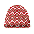 Red Beige And White Chevron Print Beanie