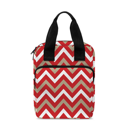 Red Beige And White Chevron Print Bible Tote Bag