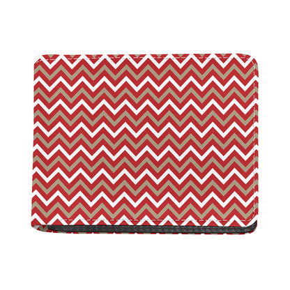 Red Beige And White Chevron Print Bifold Wallet