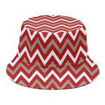 Red Beige And White Chevron Print Bucket Hat